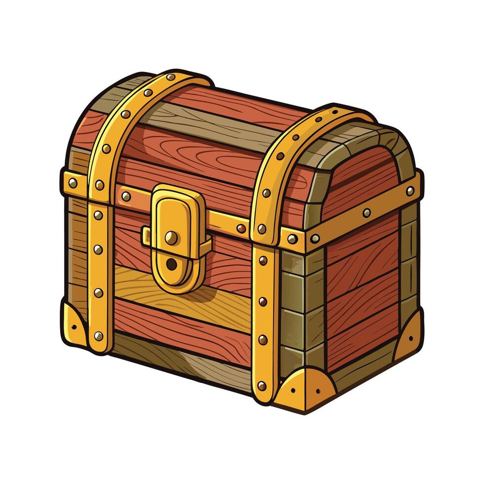 Rustic wooden storage trunk with leather strap vector
