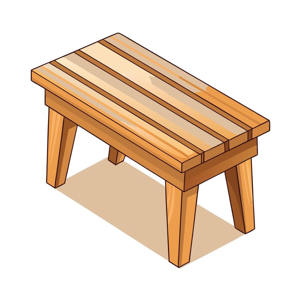 Small wooden bench with smooth top vector