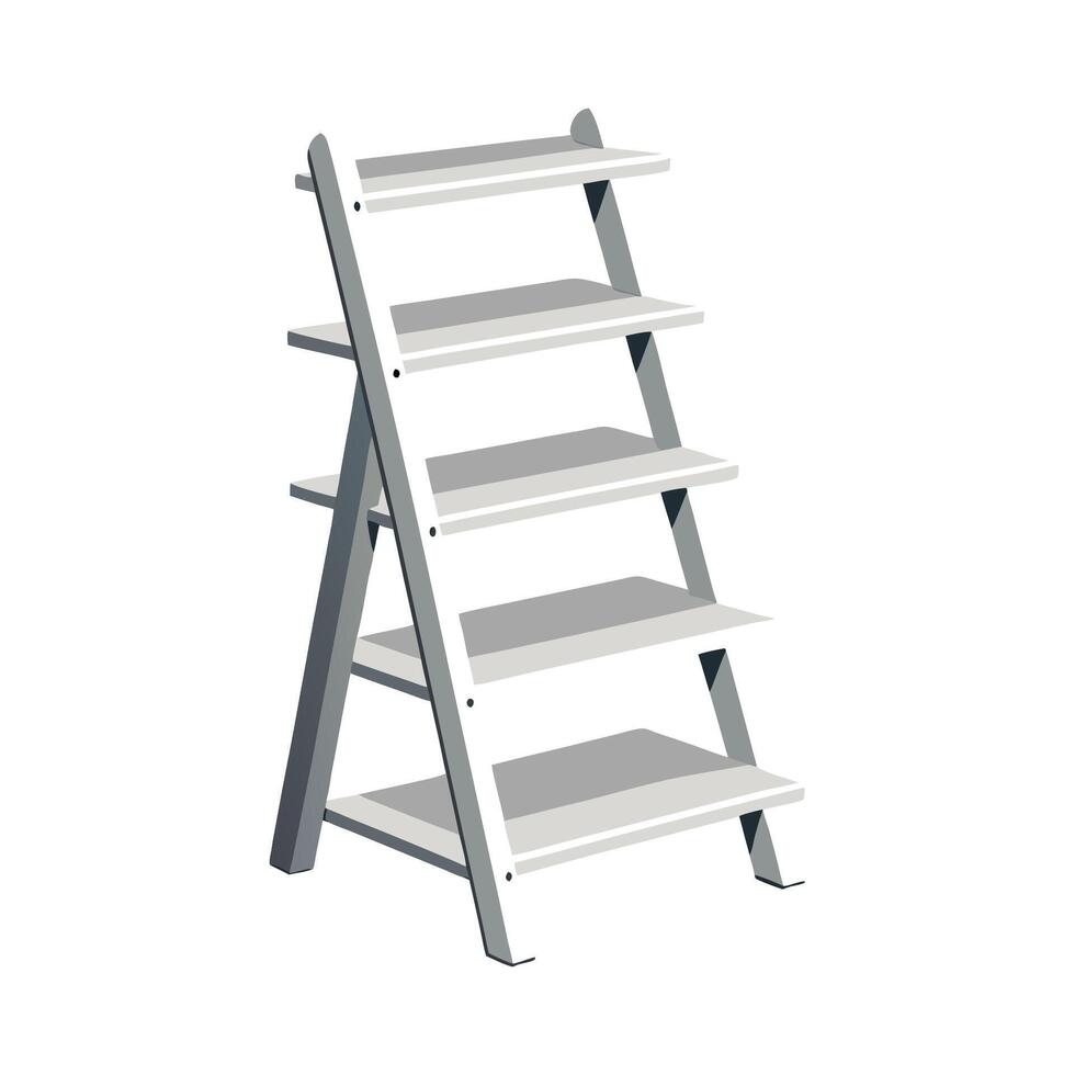 Stylish compact ladder shelf featuring three tiers vector