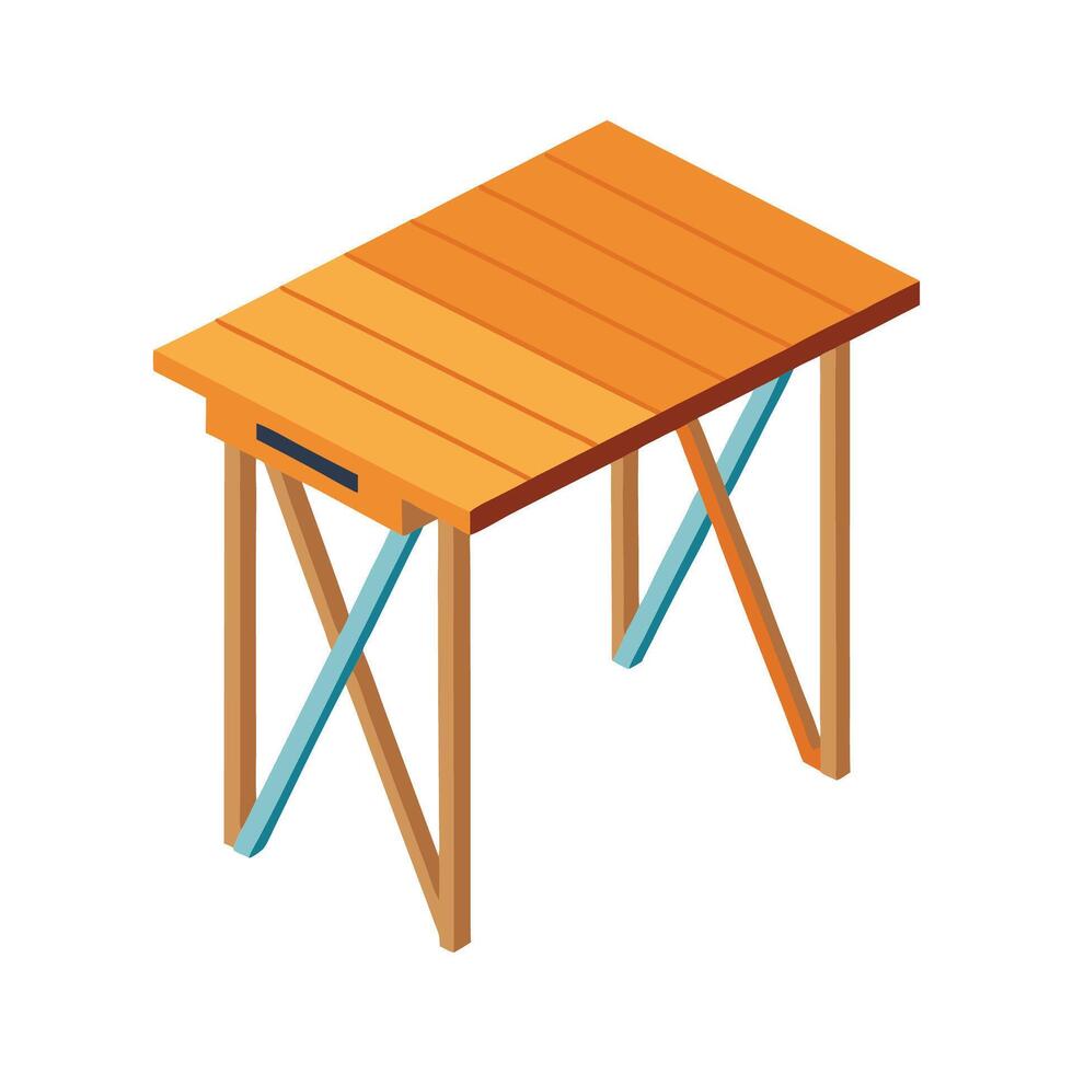 Folding dining table with smooth outline vector