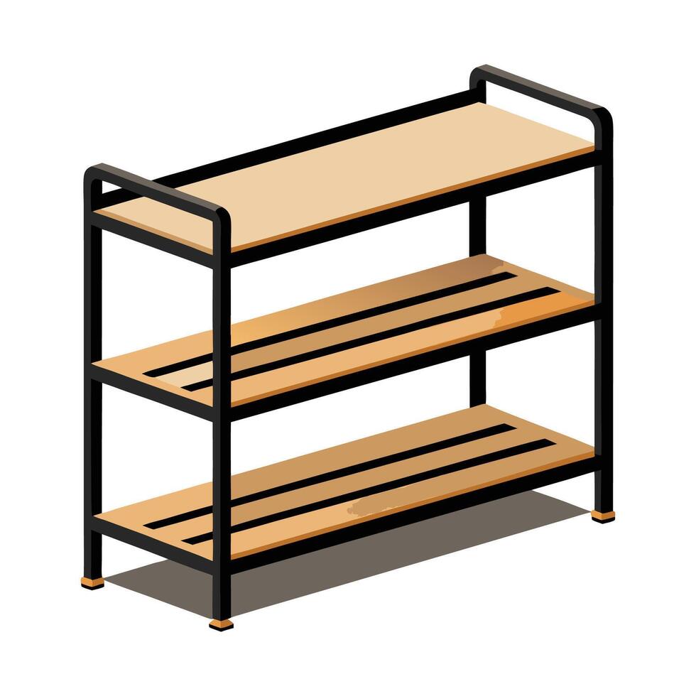 Chic two-tier shoe rack featuring black metal vector
