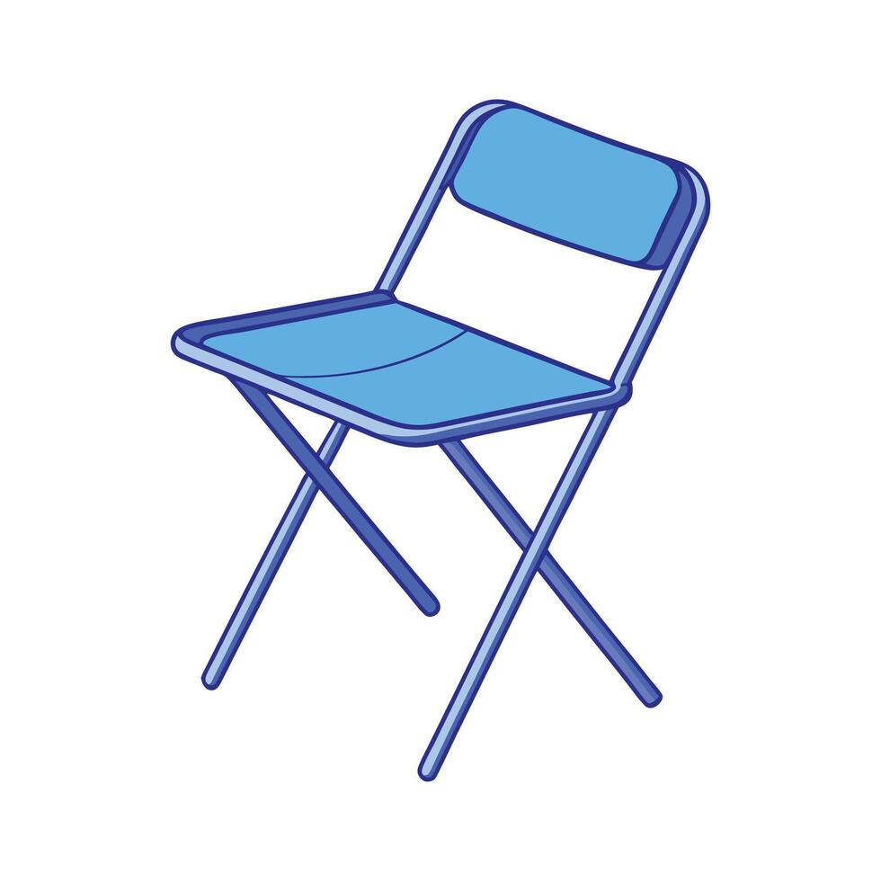 Lightweight folding chair with blue plastic seat vector
