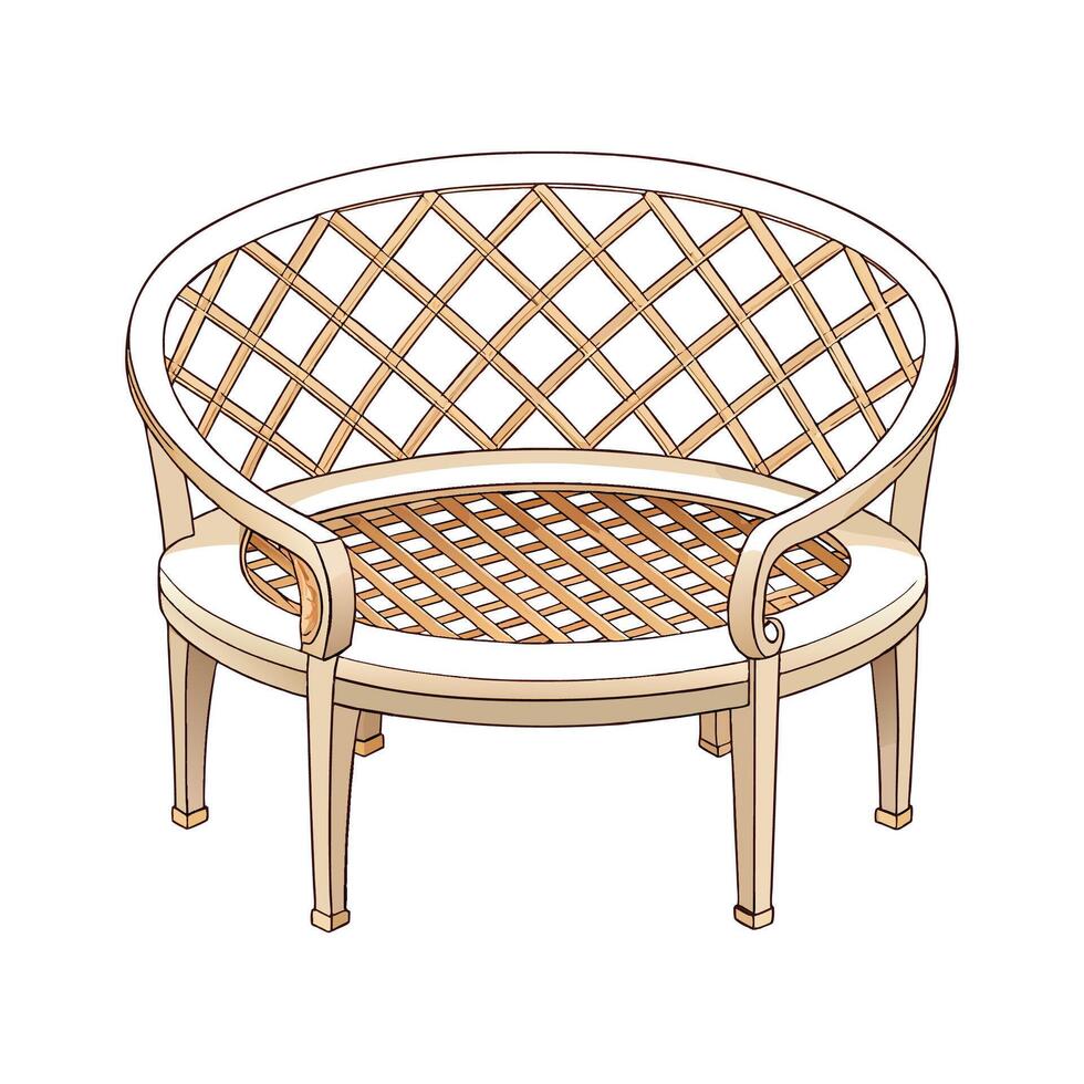 Chic circular garden bench with lattice design vector
