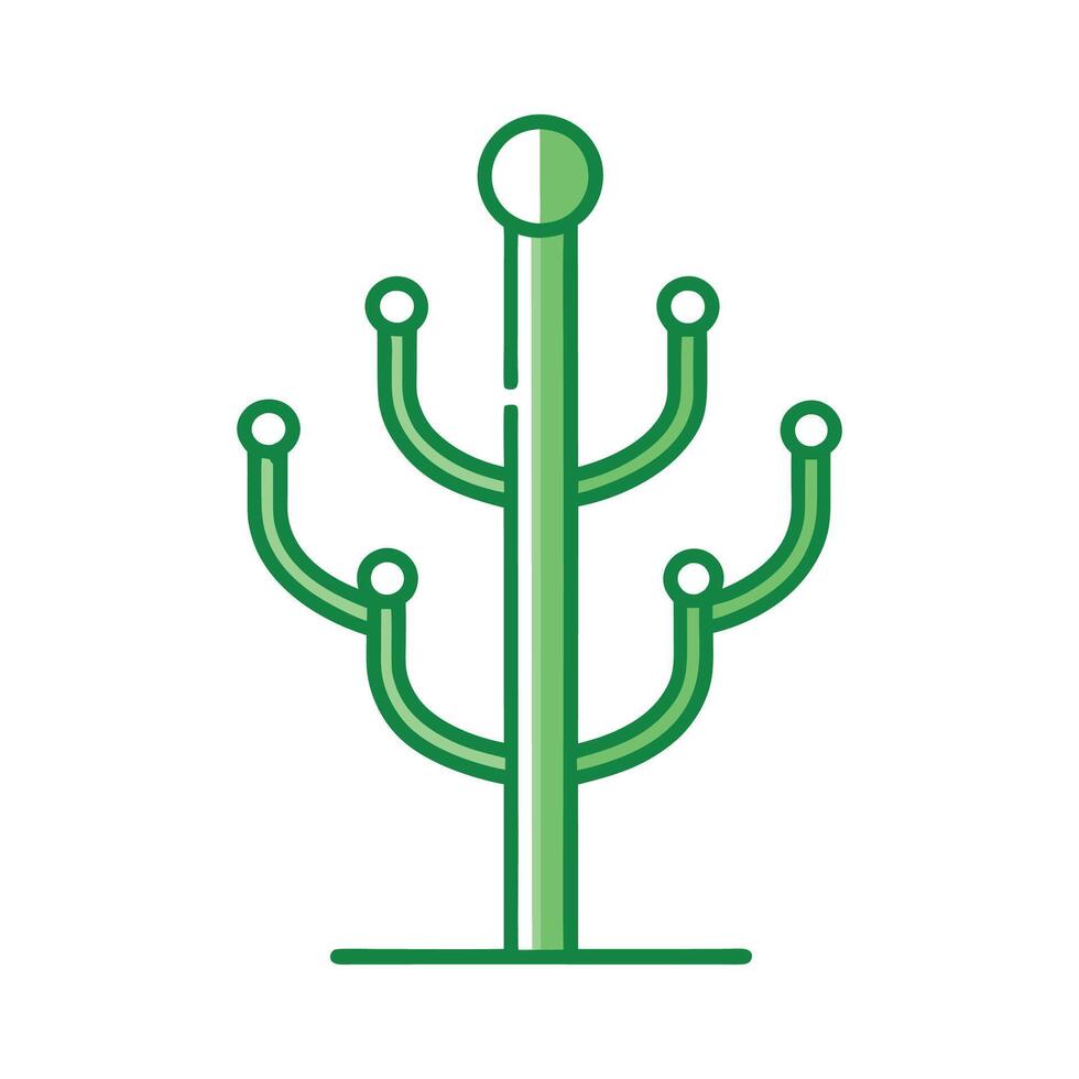 Cactus-shaped coat rack with smooth outline vector