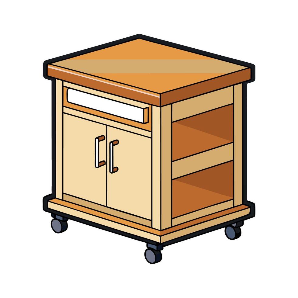 Chic compact kitchen cart featuring butcher block vector