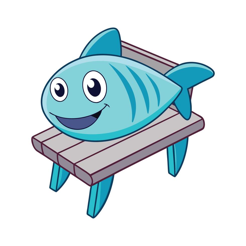 Stylish clean fish-shaped bench design vector