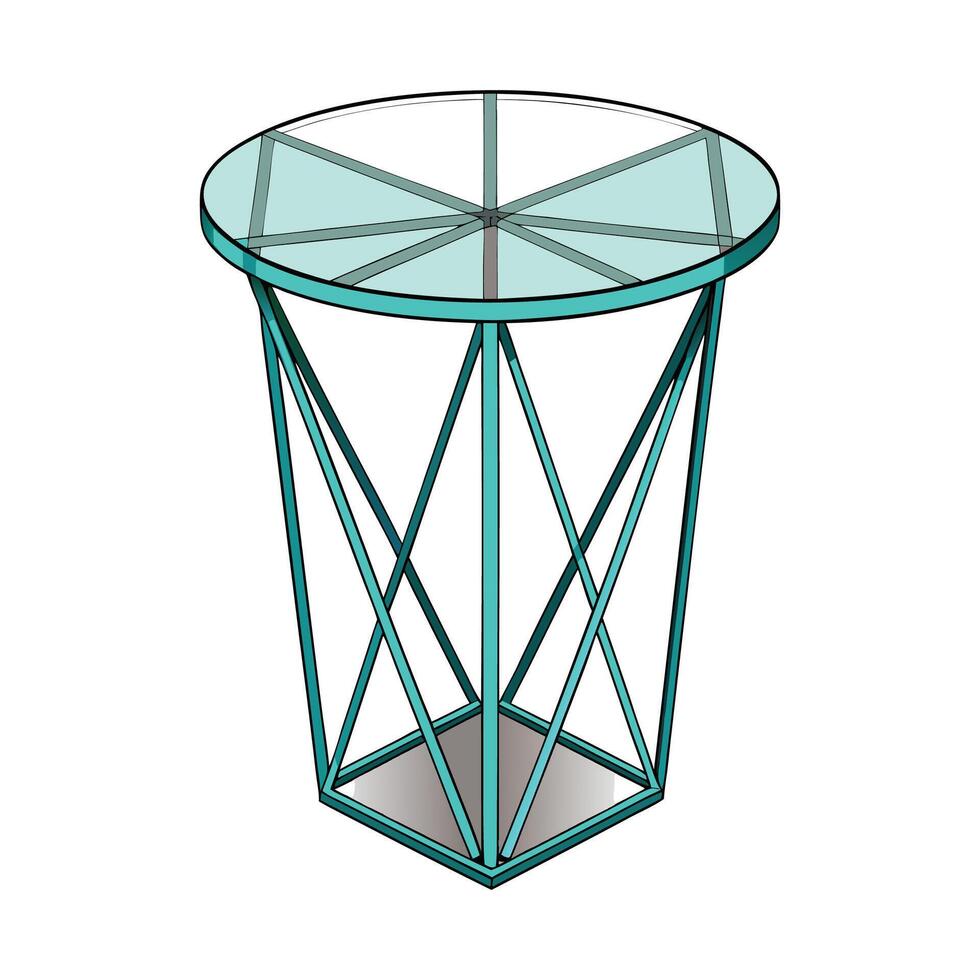 Creative glass side table with geometric features vector
