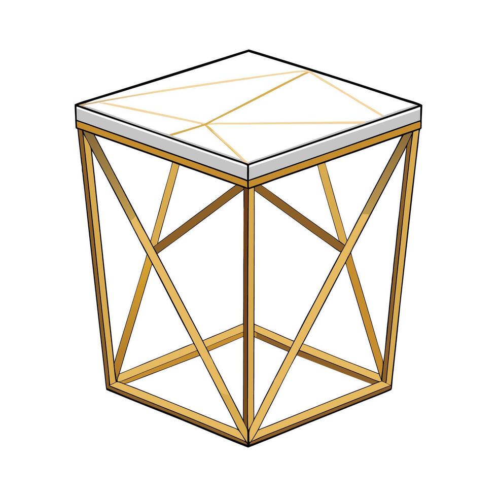 Chic hexagonal end table with geometric style vector