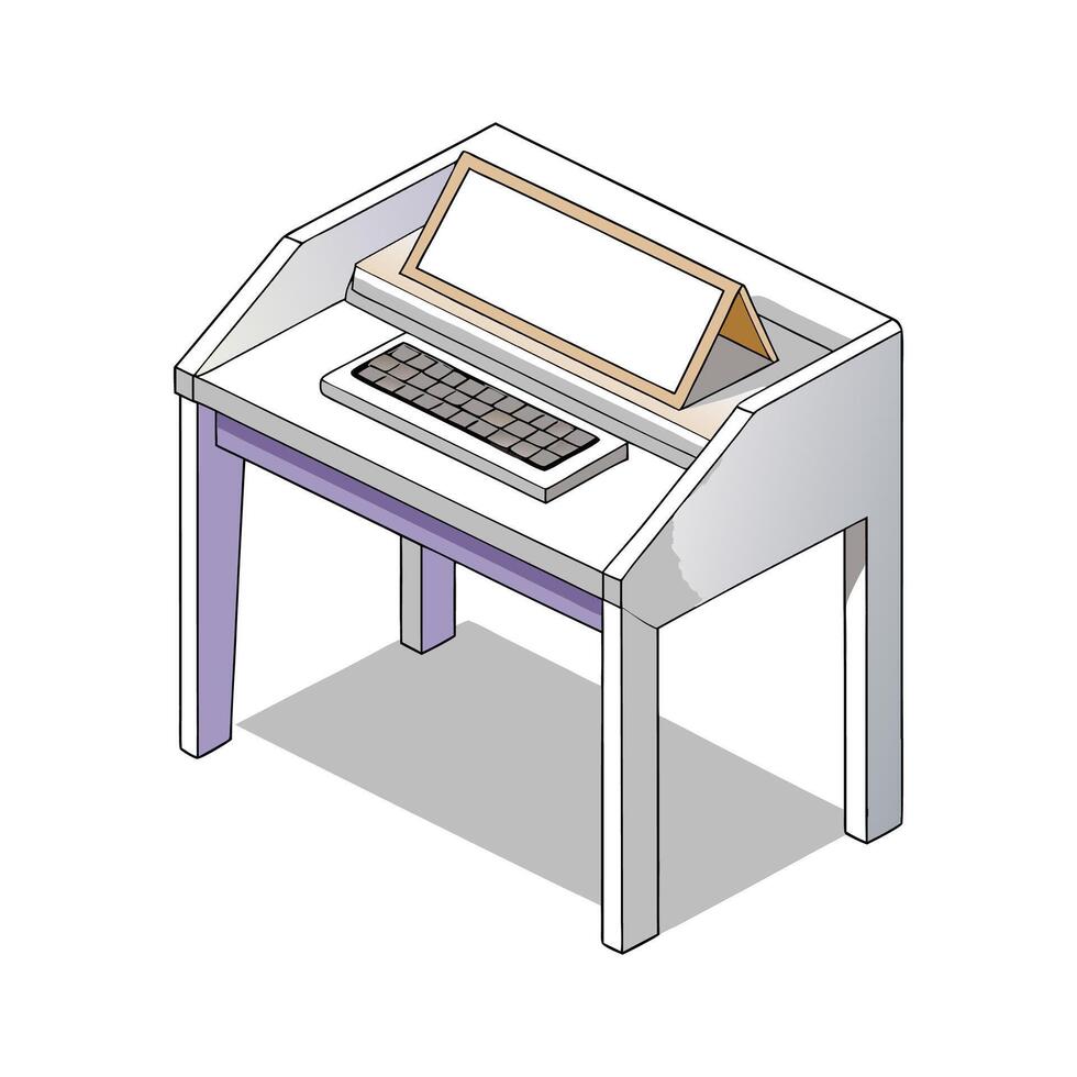 Creative compact writing desk with keyboard tray vector