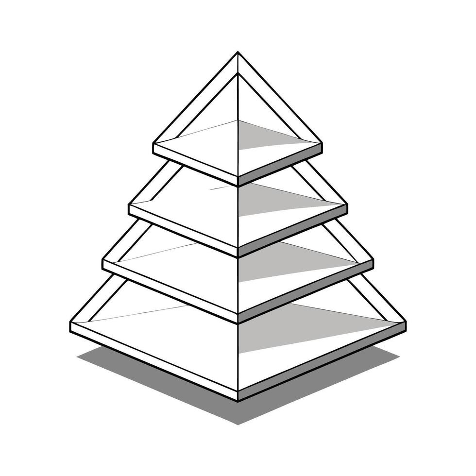 Corner shelf with three triangular tiers vector