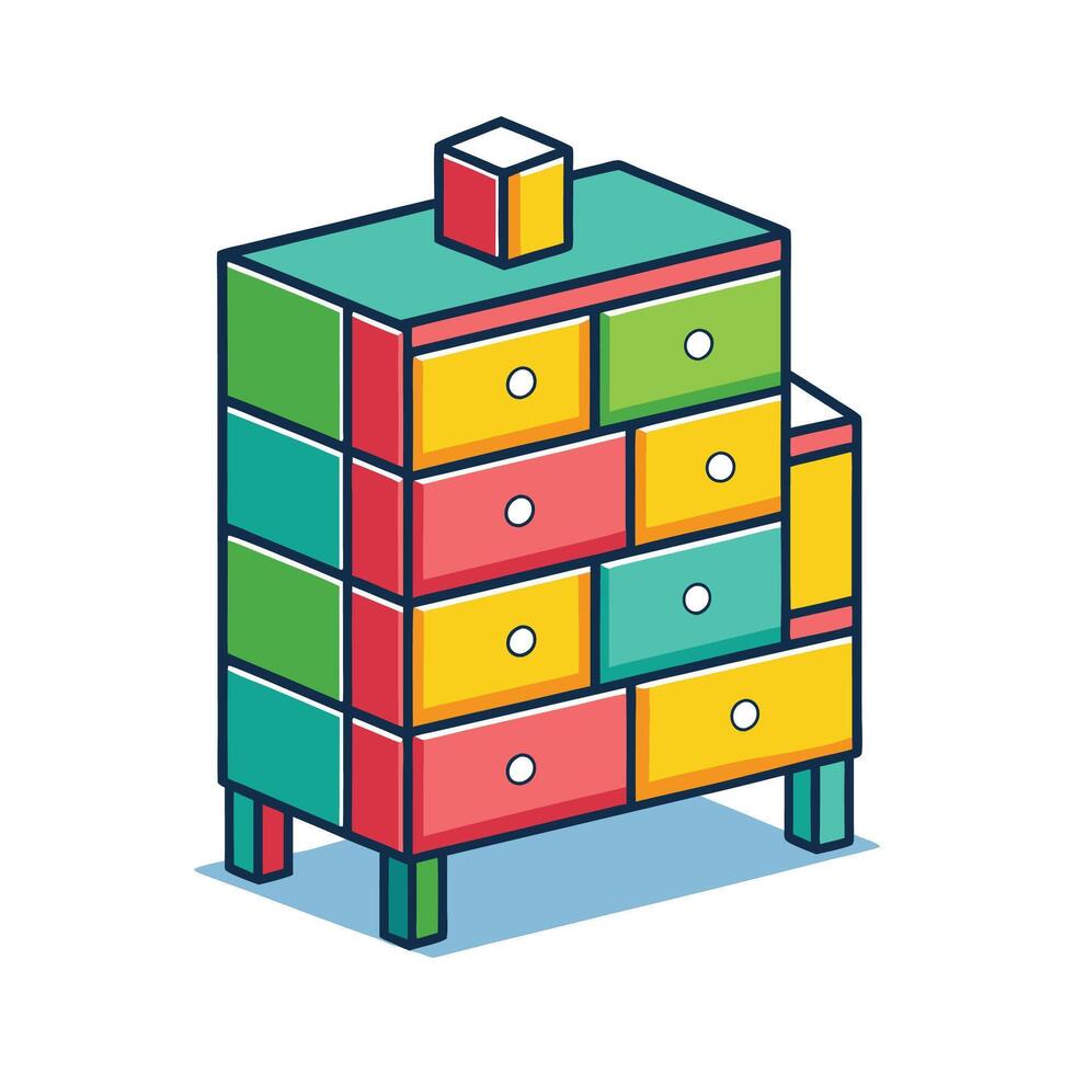 Stylish dresser with playful drawer designs vector