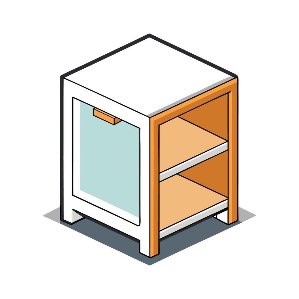 Stylish compact cube nightstand with storage vector