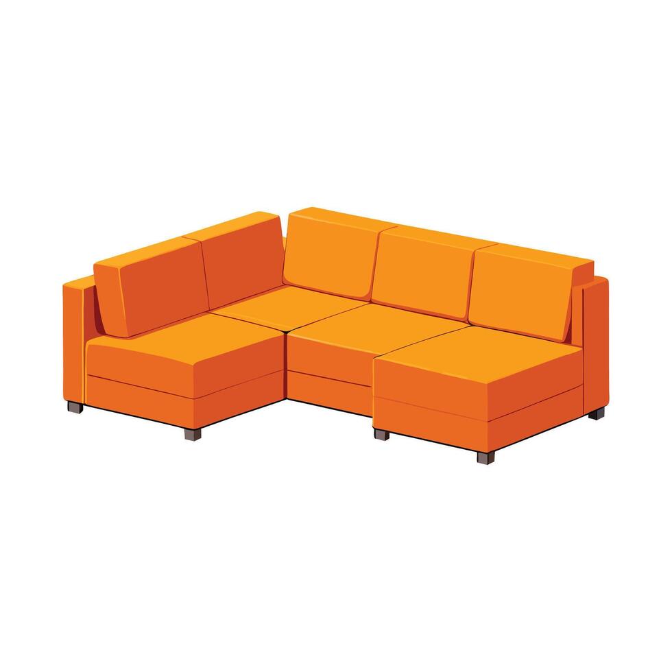 Modular sectional sofa piece with smooth outline vector