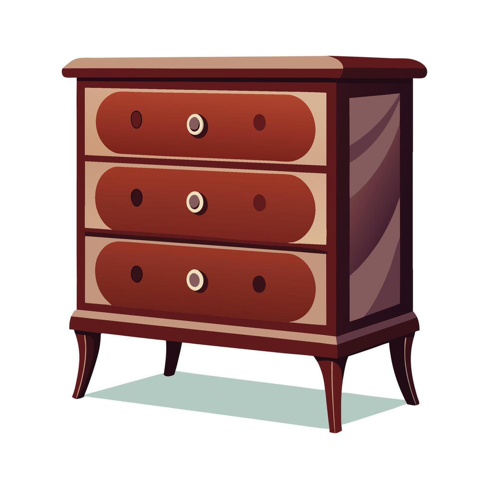 Creative vintage dresser with dark mahogany finish vector