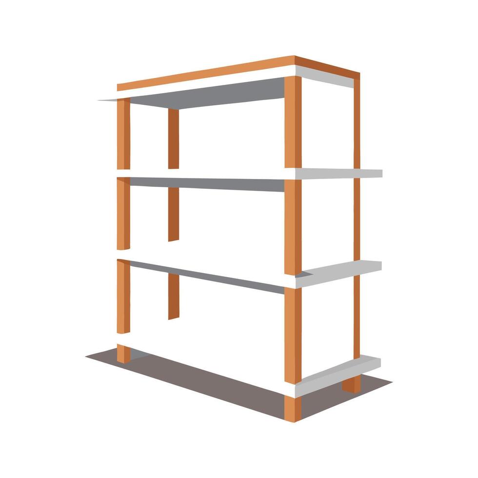 Minimalist bookshelf with three shelves vector