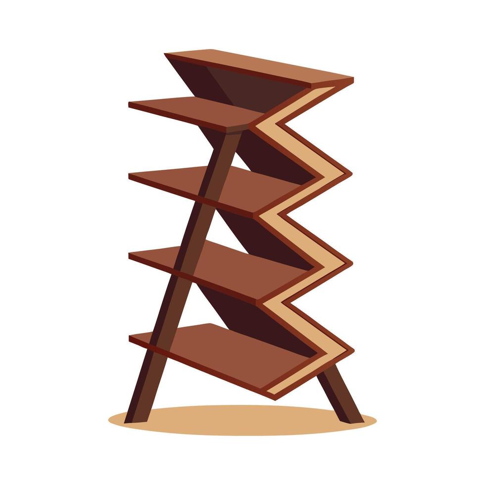Standing bookshelf with zigzag design vector