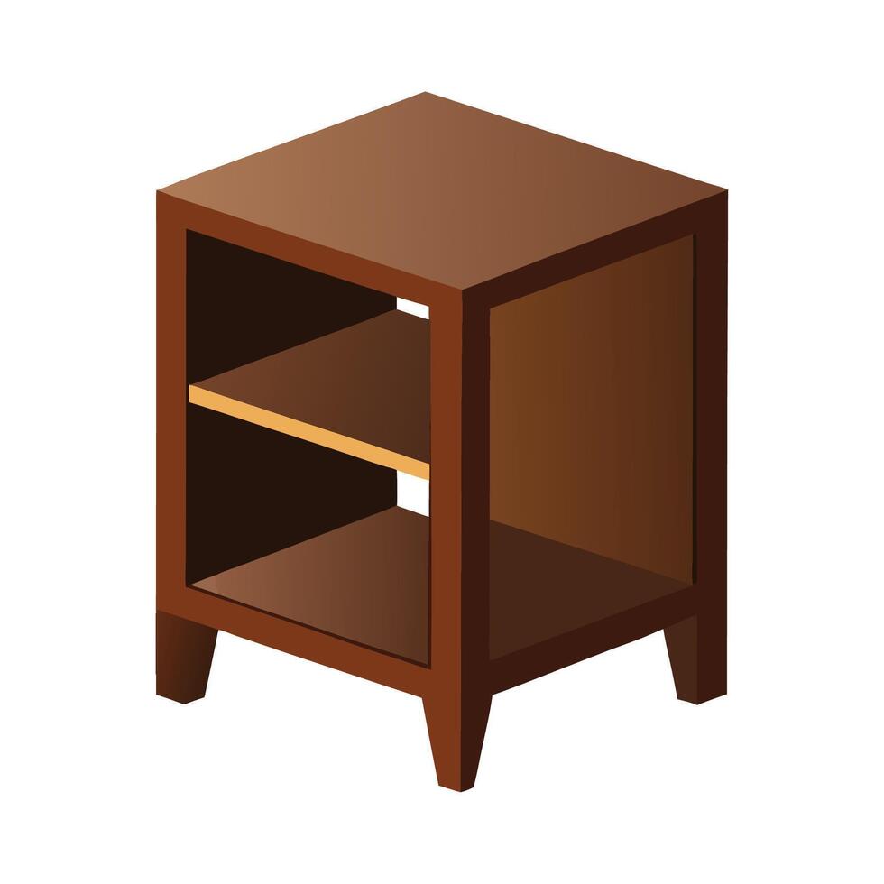 Stylish cube shaped side table with compartments vector