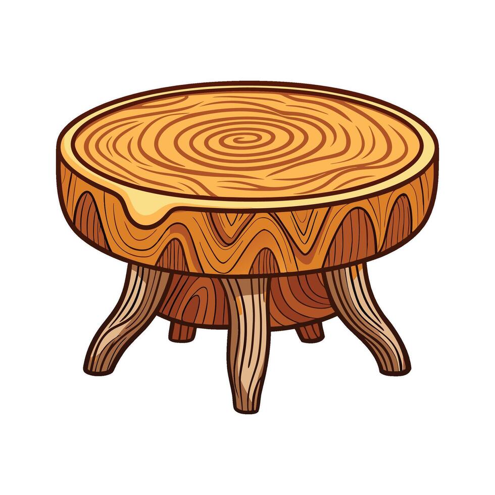 Chic whimsical coffee table shaped like a tree trunk vector