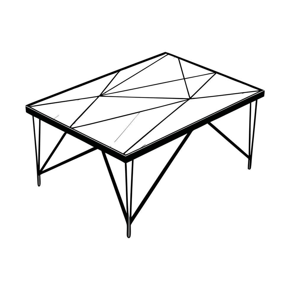 Chic geometric coffee table featuring a marble top vector