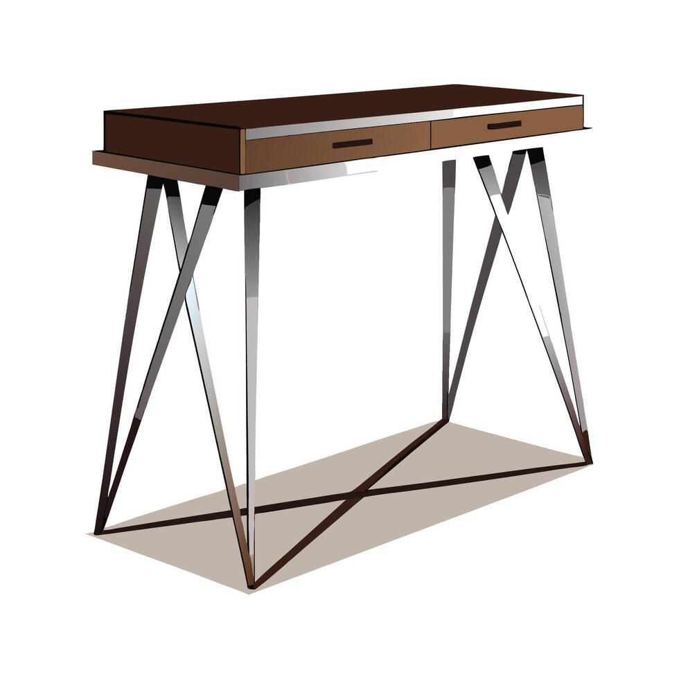 Chic contemporary console table with metal legs vector