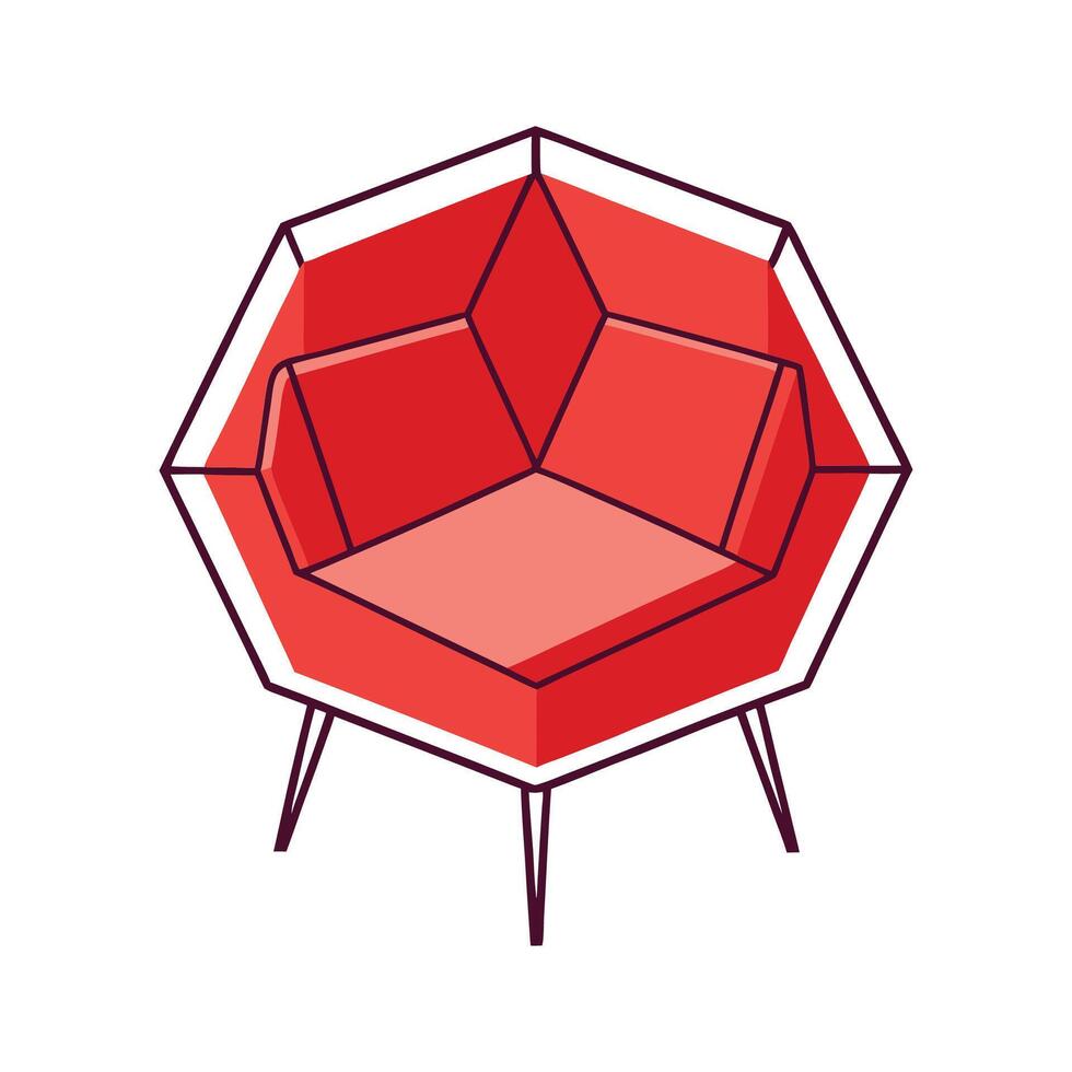 Idiosyncratic lounge chair featuring a hexagonal frame vector