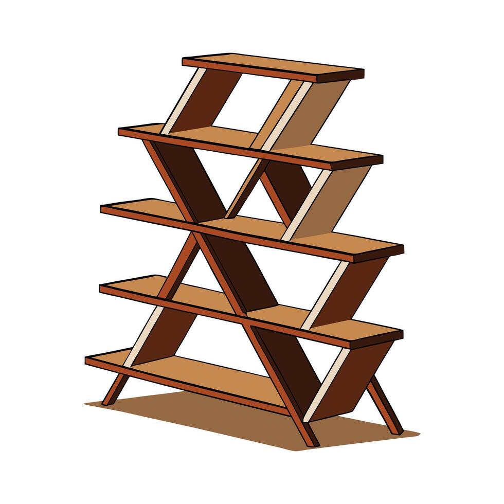 Creative contemporary bookshelf with zigzag elements vector