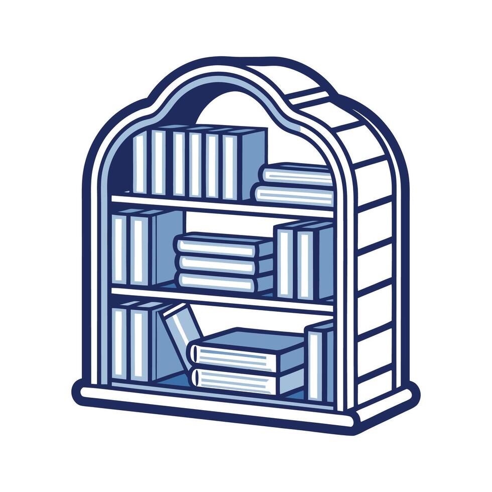 Chic open book bookshelf illustration vector