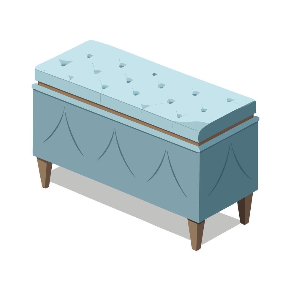 Chic storage bench featuring tufted lid design vector