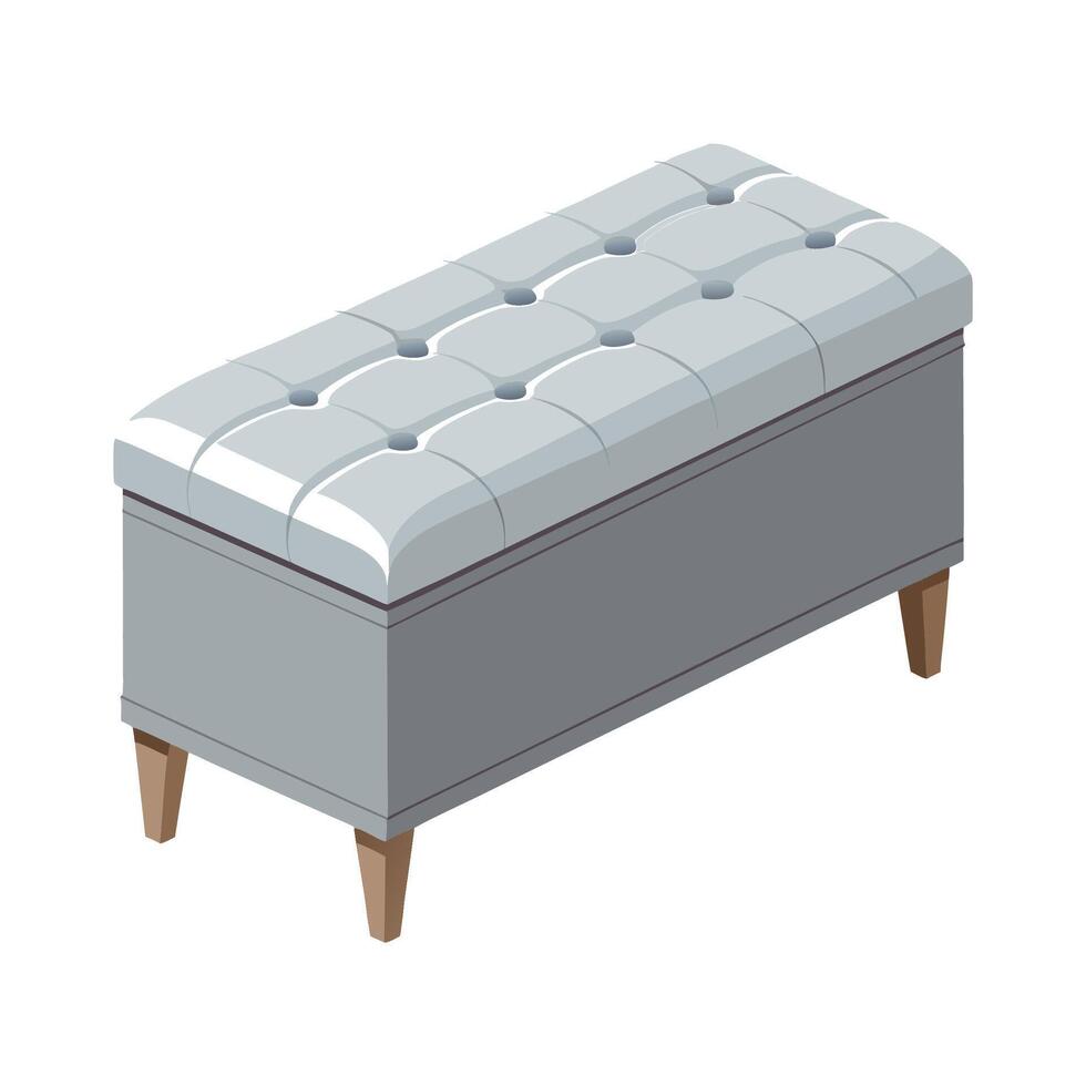 Stylish storage bench with tufted lid design vector