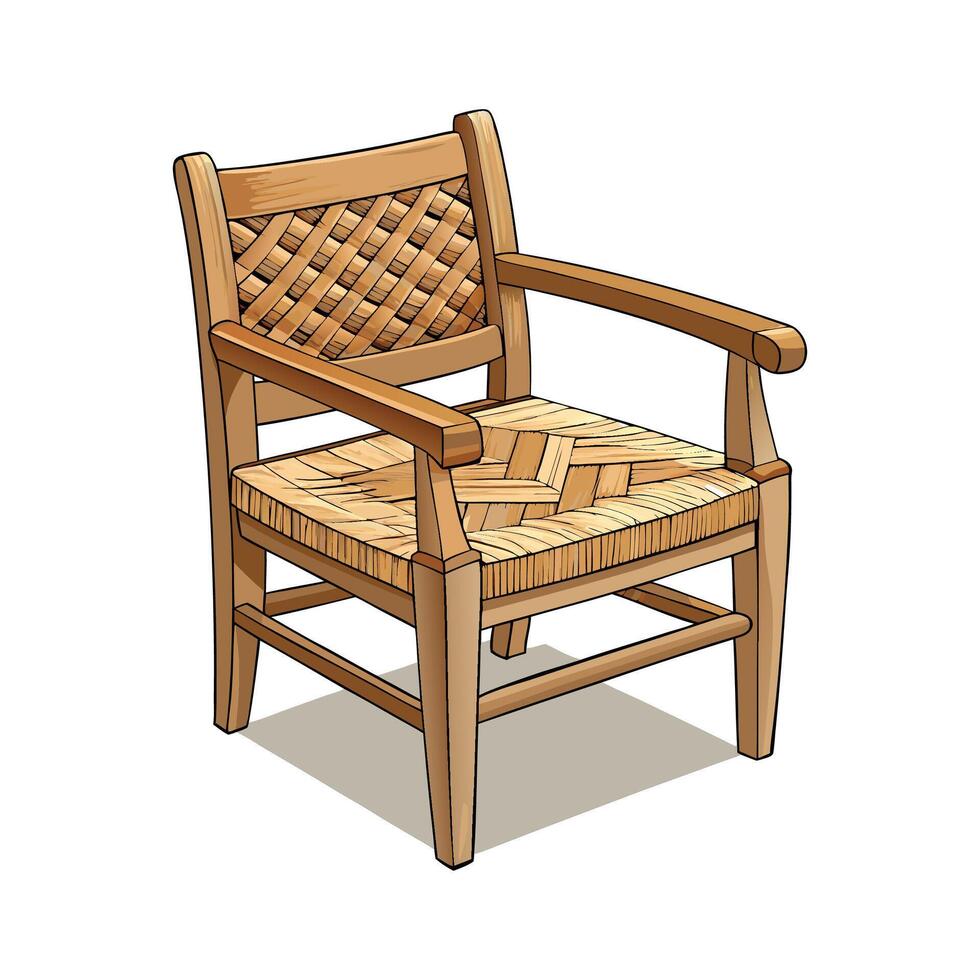 Creative rustic armchair featuring woven seat vector