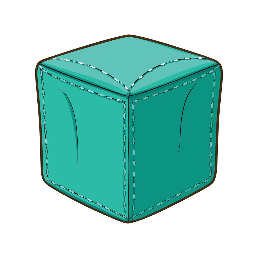 Chic cube-shaped ottoman in bright colors vector