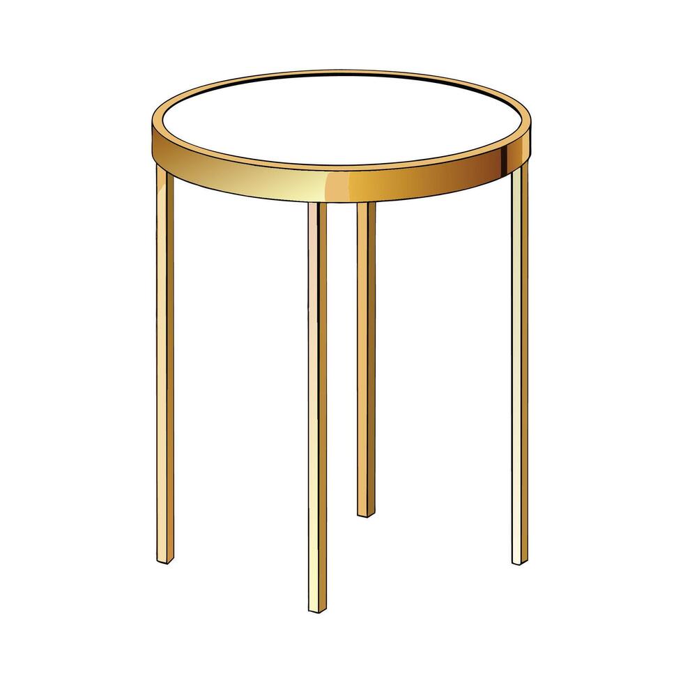Stylish round side table with marble top vector