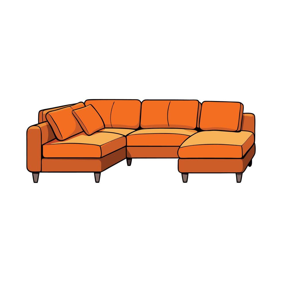 Stylish sectional sofa with oversized cushion design vector