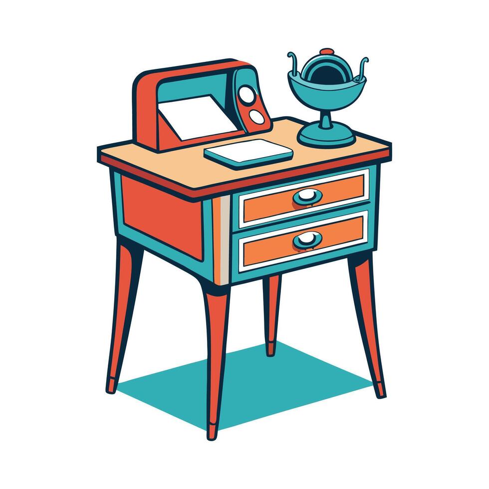 Chic telephone table featuring retro style vector