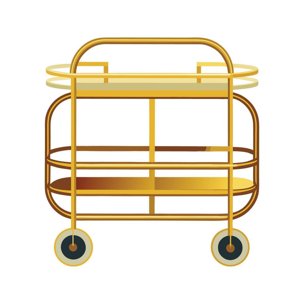 Creative bar cart with two retro-inspired shelves vector