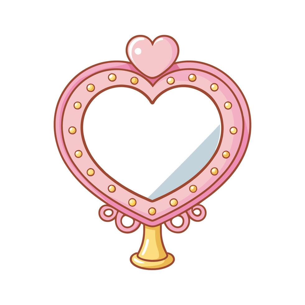 Heart shaped frame vanity mirror design vector