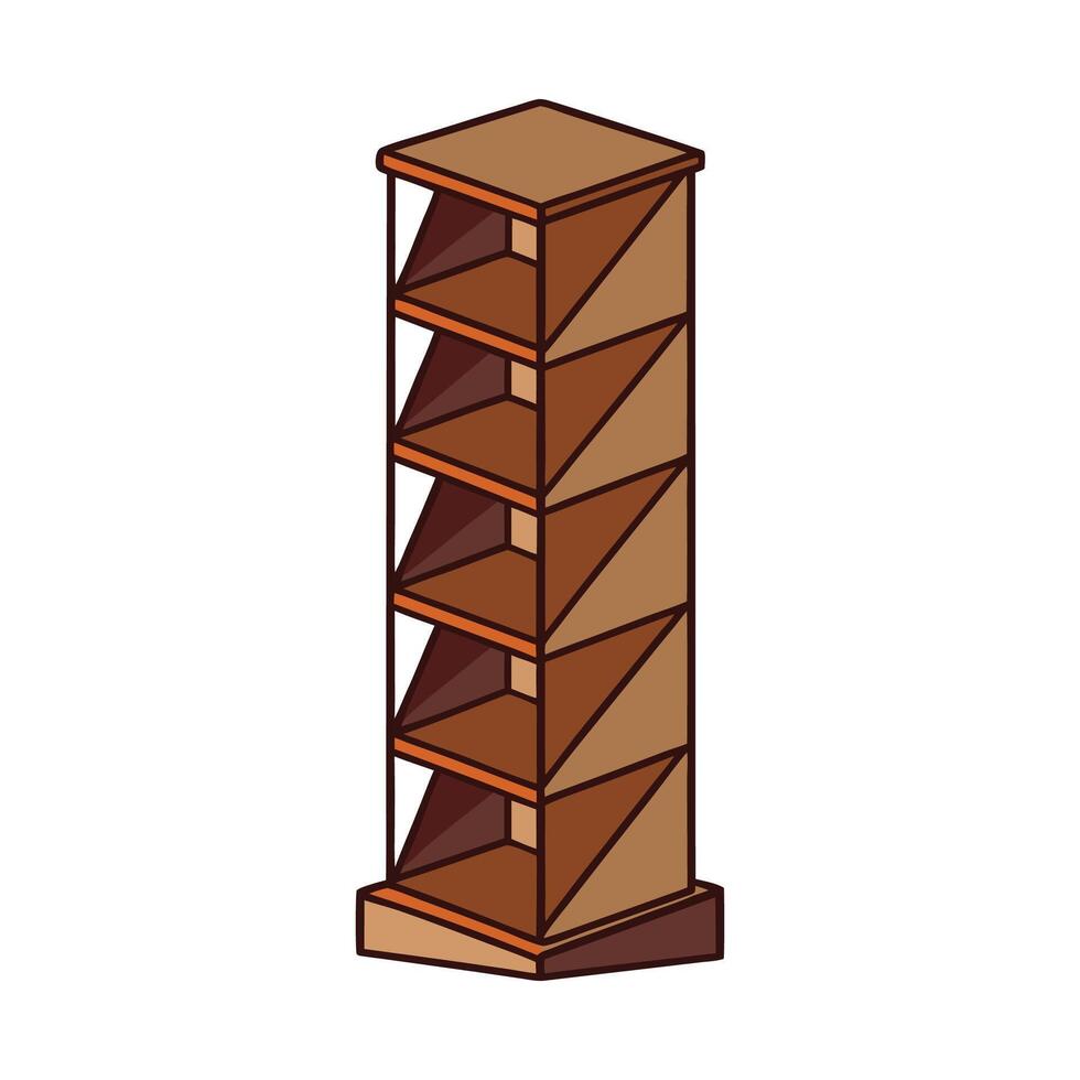 Stylish slim bookshelf with zigzag details vector