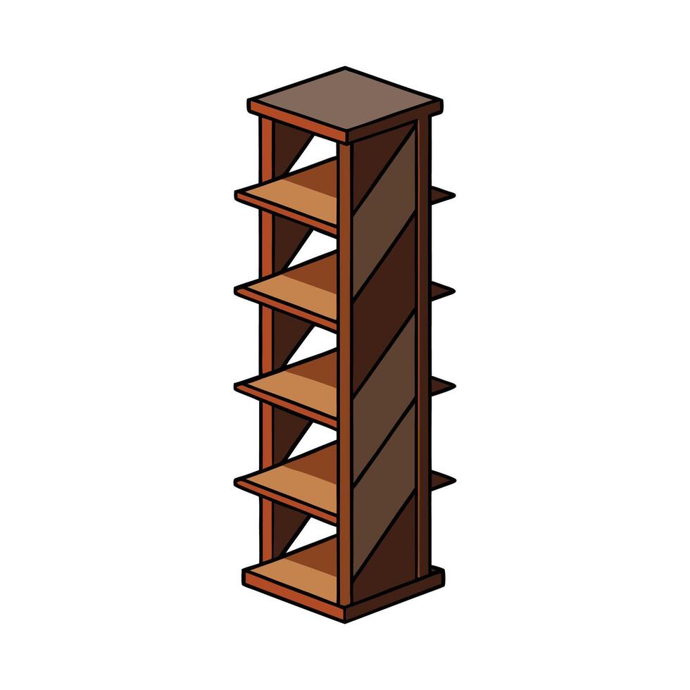 Chic slim bookshelf featuring zigzag design vector