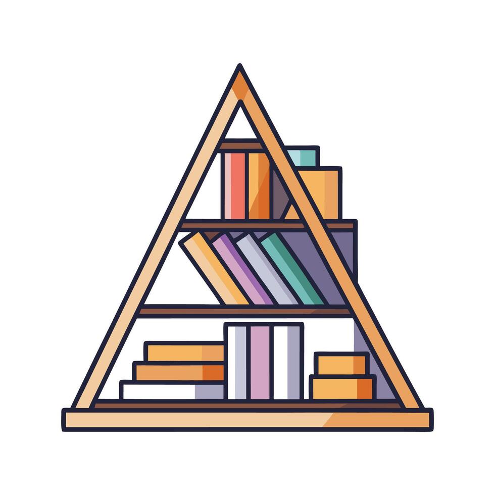 Creative corner bookshelf in triangular style vector