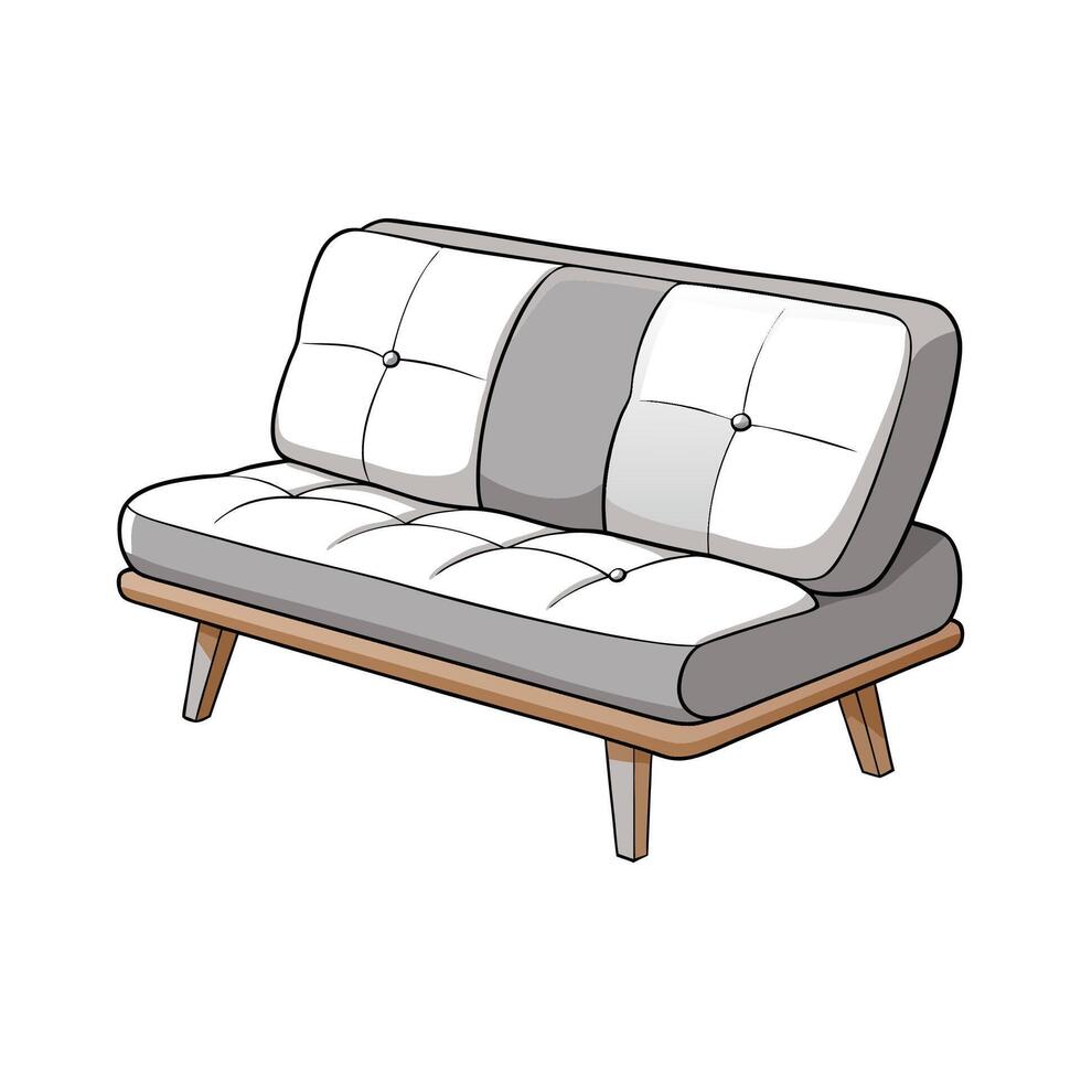 Stylish cozy futon sofa with soft gray cover vector