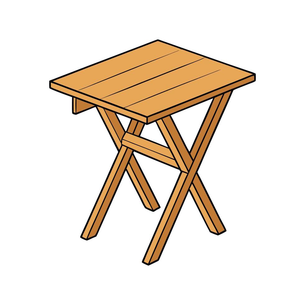 Wooden dining table with clean outline vector