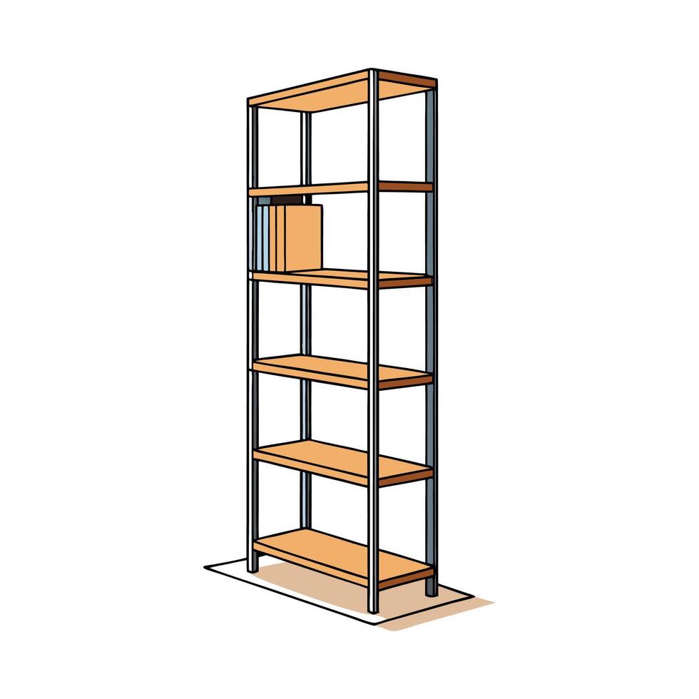 Tall bookcase with narrow shelves vector