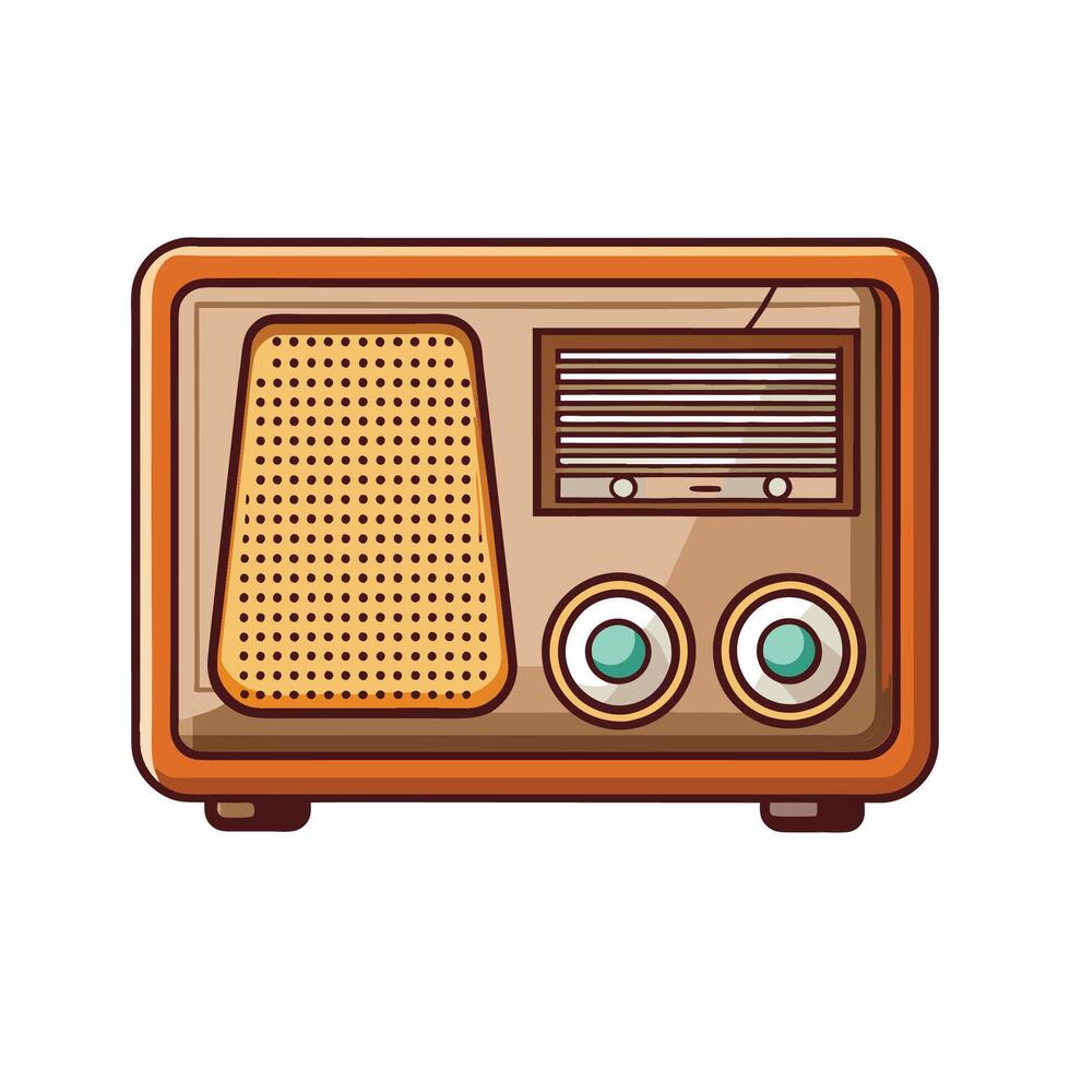 Retro radio with wooden frame vector