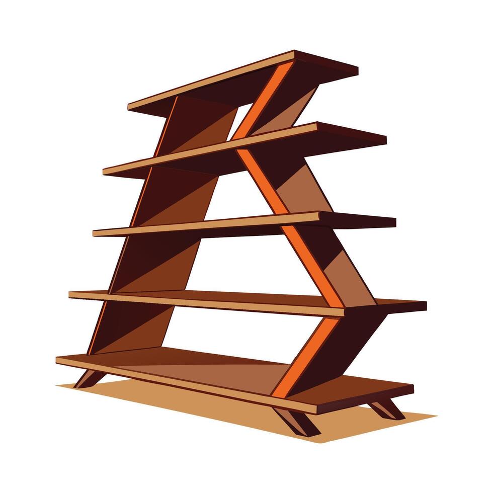 Creative bookshelf with zigzag design vector