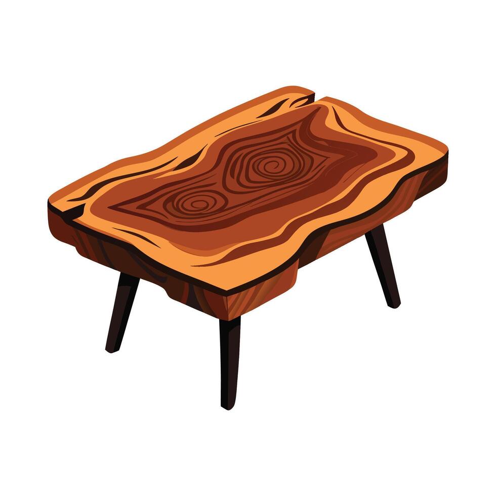 Chic rustic coffee table with live edge vector