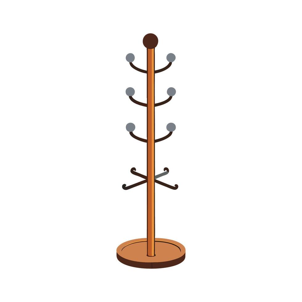 Chic tall coat rack featuring multiple hooks vector