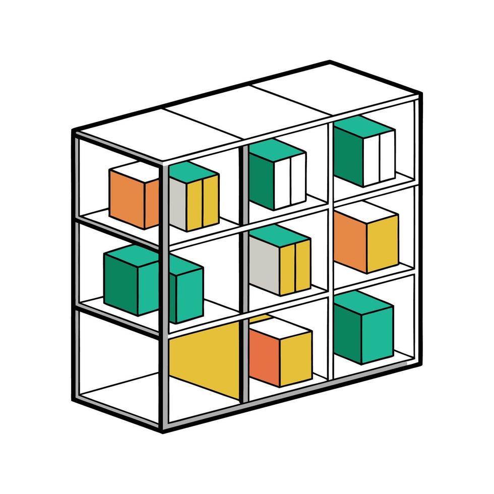 Stylish modular storage unit with cube shapes vector