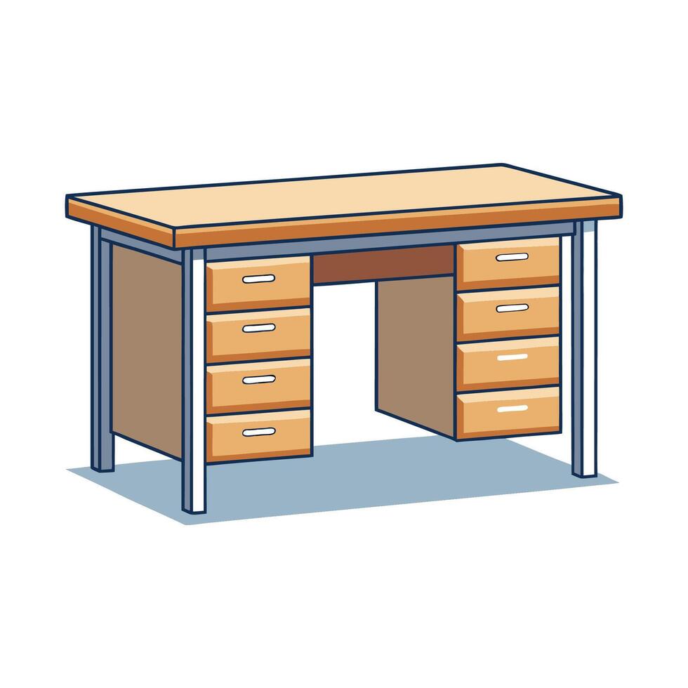 Office desk with dual tier design vector