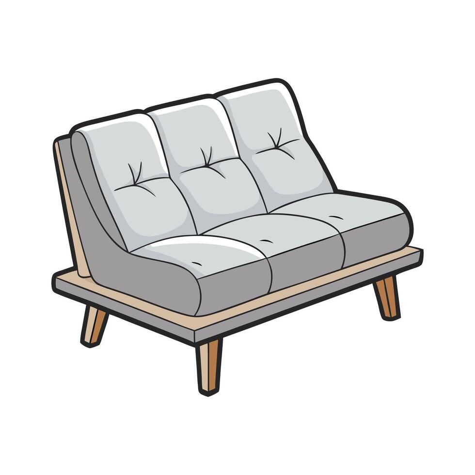 Chic futon sofa featuring a soft gray cushion vector