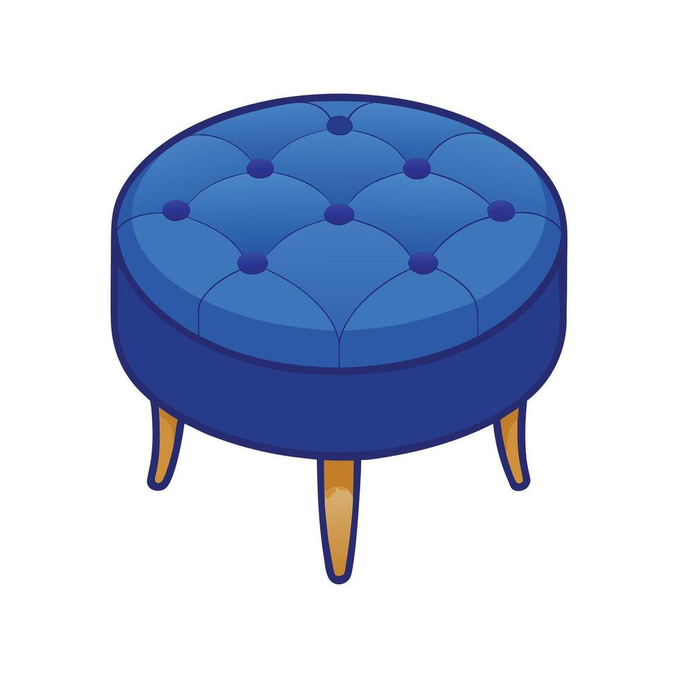 Stylish tufted details circular ottoman design vector